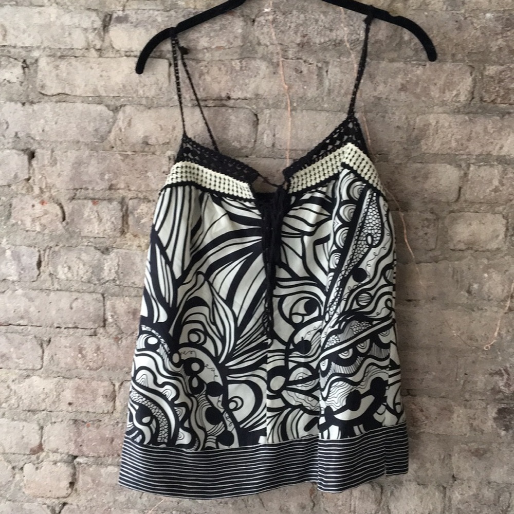 BCBG MaxAzria black and white silk cami tank S